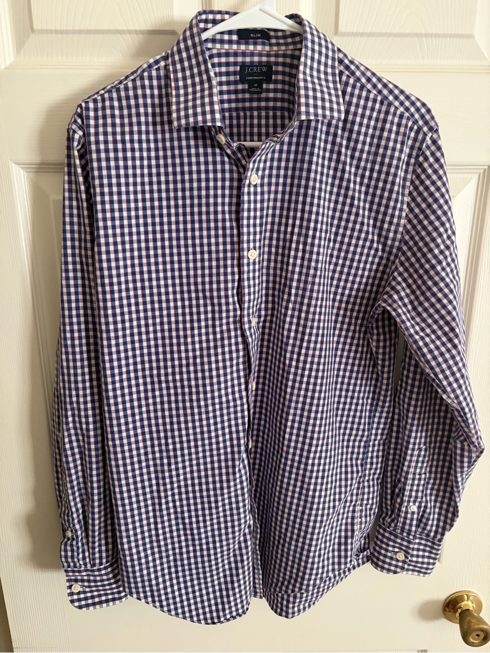 J.Crew Men's red, white and blue Checked Button-Down Shirt